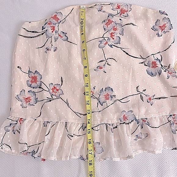 Collective Concepts Women Peplum Floral Top M Spaghetti Straps Pink Black Summer - Picture 4 of 10